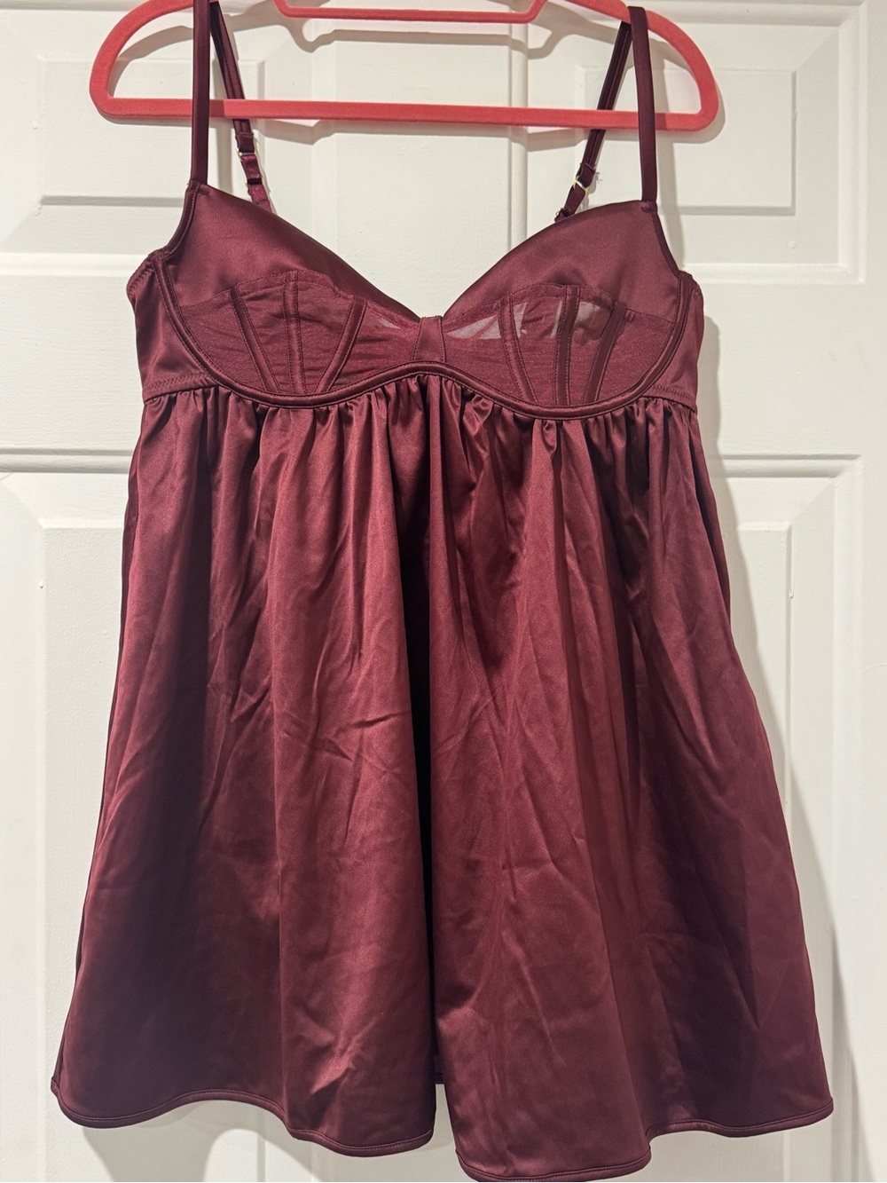 Frederick's of Hollywood Satin Wine Red Chemise